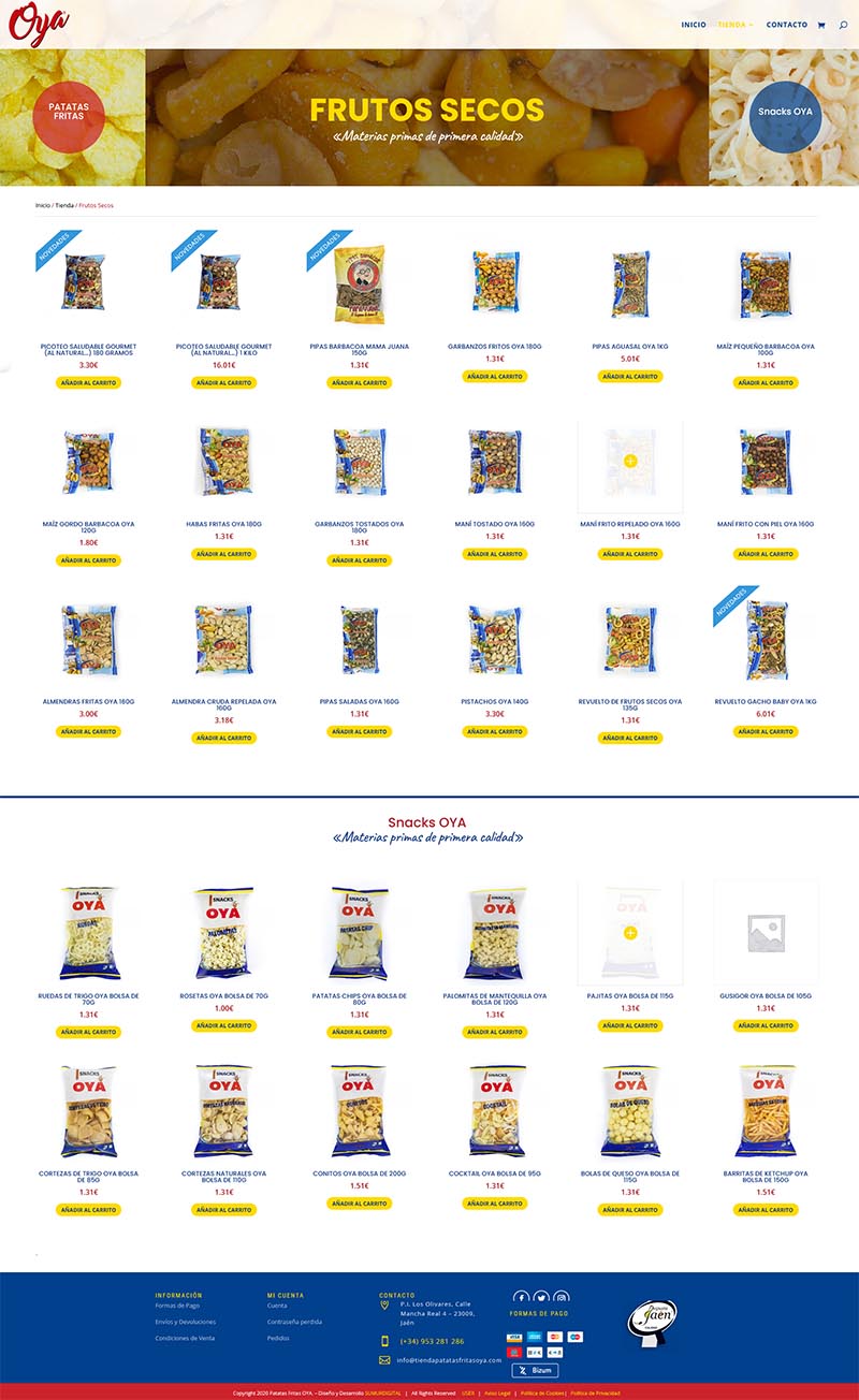 Diseño Tienda Online - Patatas Fritas OYA - Sumur Digital - Frutos secos