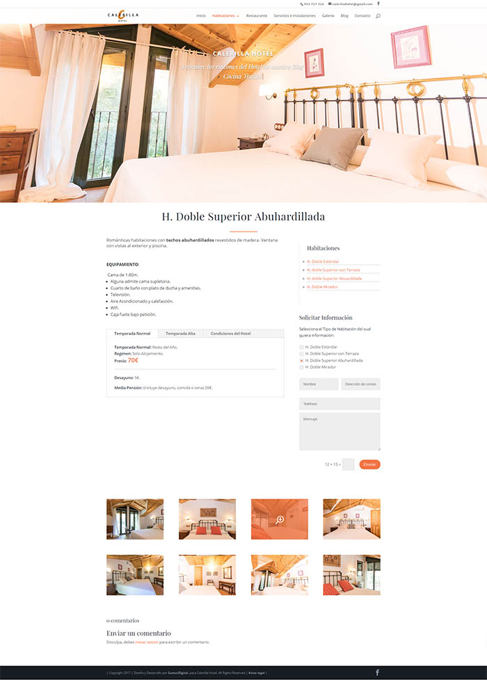 Diseño web - Hotel Calerilla - Sumur Digital - Habitaciones
